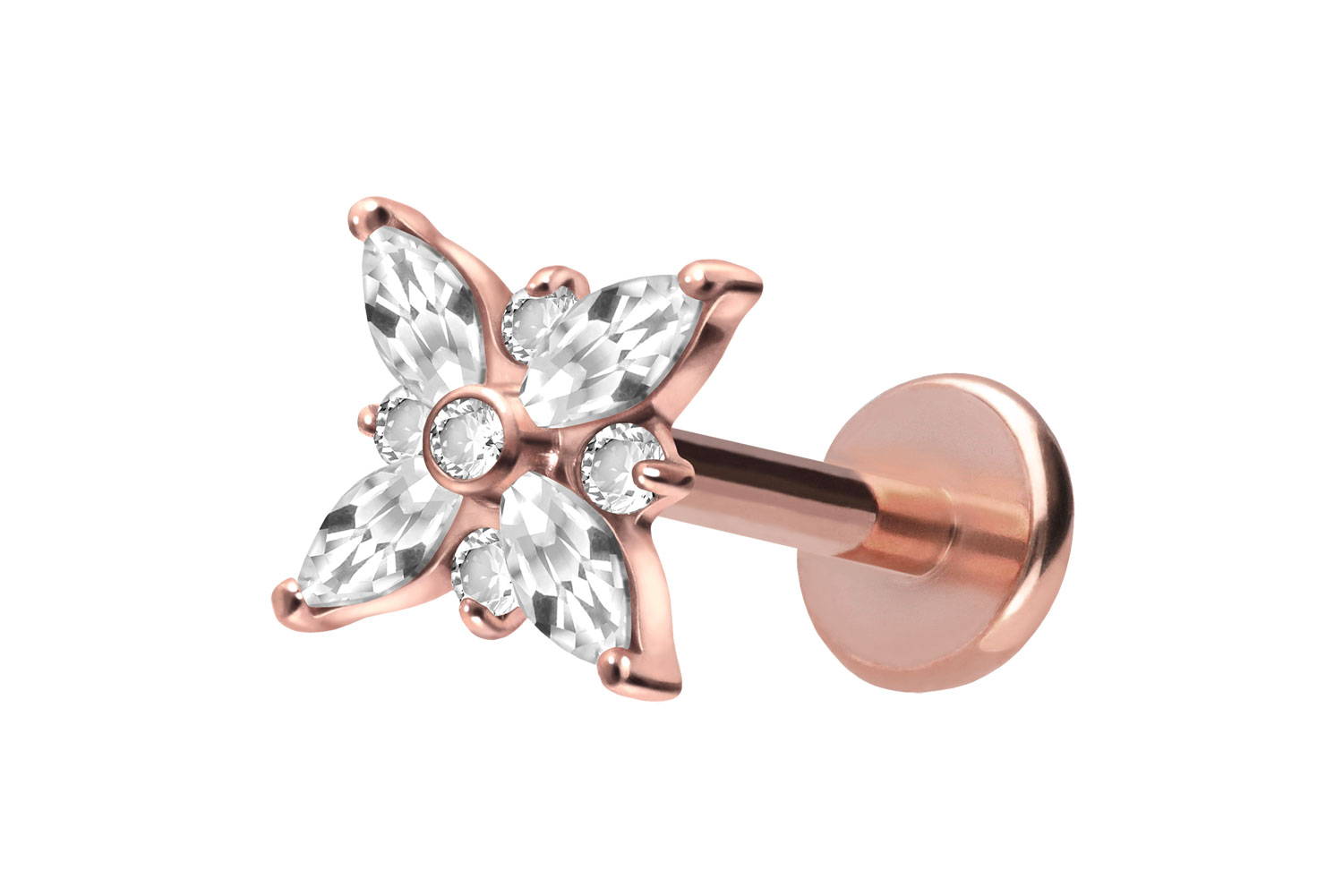 Titan Labret Piercing mit Push Fit KRISTALLSTERN